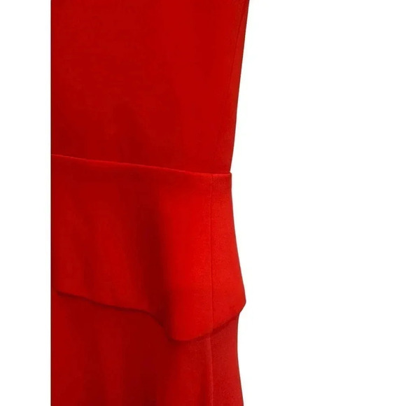 BCBGMaxAzria Solid Red Sleeveless Illusion V-Neck Maxi Cocktail Dress Size 0 - Picture 6 of 8